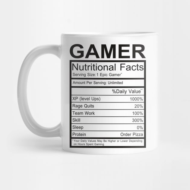 Gamer Nutritional Facts by DragonTees